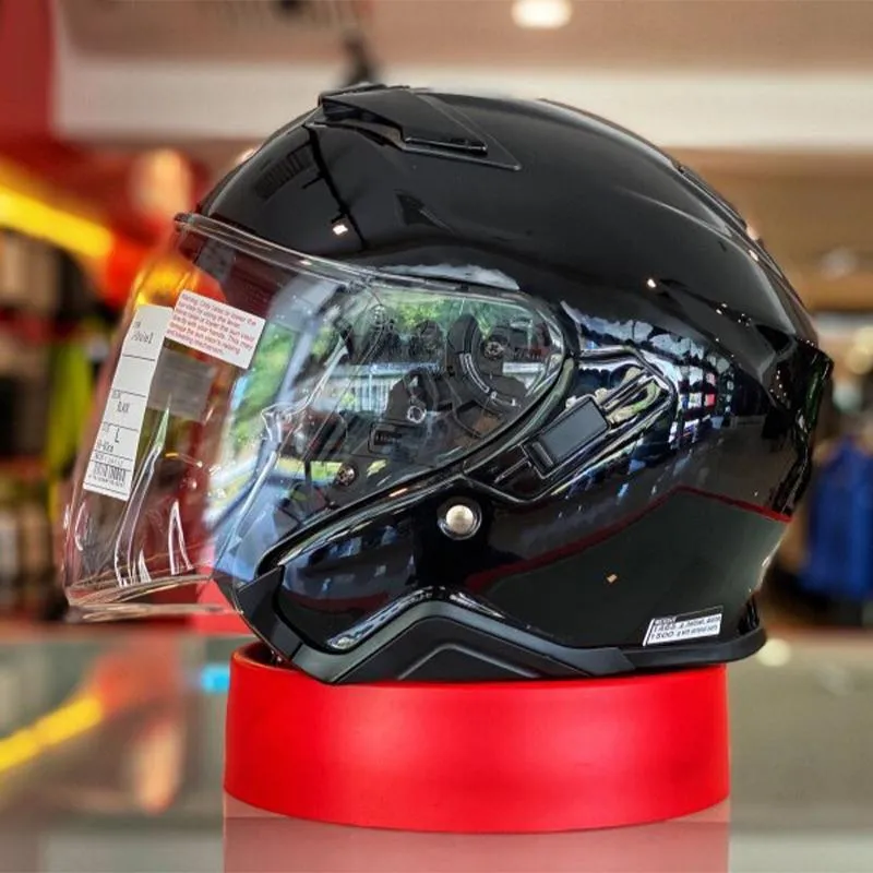 Motorradhelme mit offenem Gesicht, Shoei J-Cruise II, glänzender schwarzer Helm, für Motocross, Rennen, Motorrad