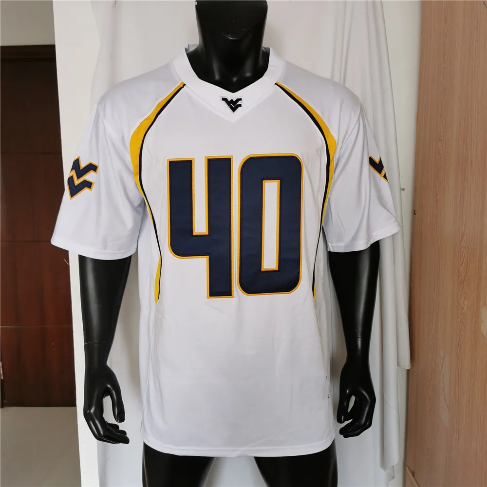 West Virginia Mountaineers WVU Football Jersey NCAA College JT Daniels Leddie Brown Sam James Dante Stills Will Grier Sean Ryan Doege Ford Wheaton Pat