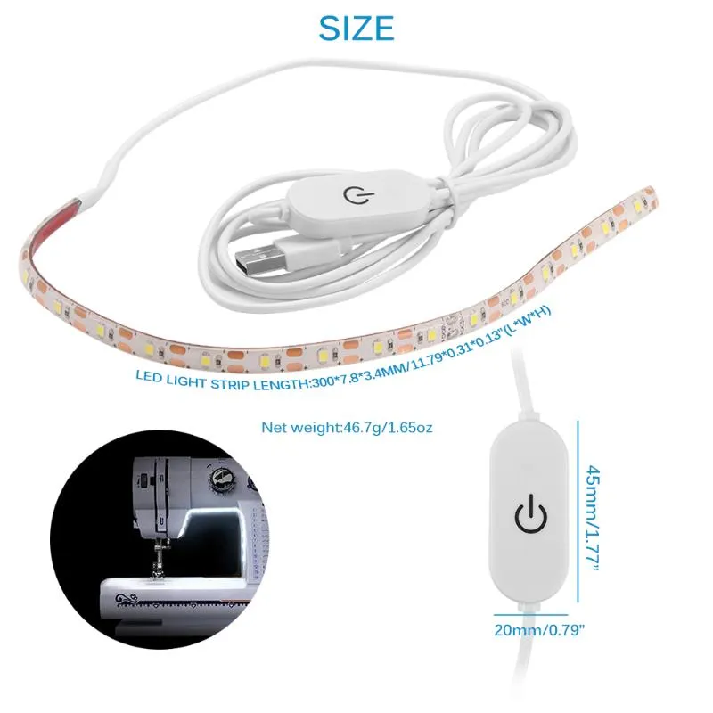 Remsor Powered Sewing Machine LED Light Strip DC 5V 30 cm flexibel industriell arbetsljus