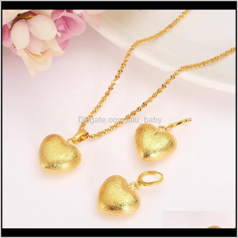 whole saleafrican habesha set ethiopia heart pendant necklace/earrings gold color dubai sudan women girls wedding bridal jewelry gift