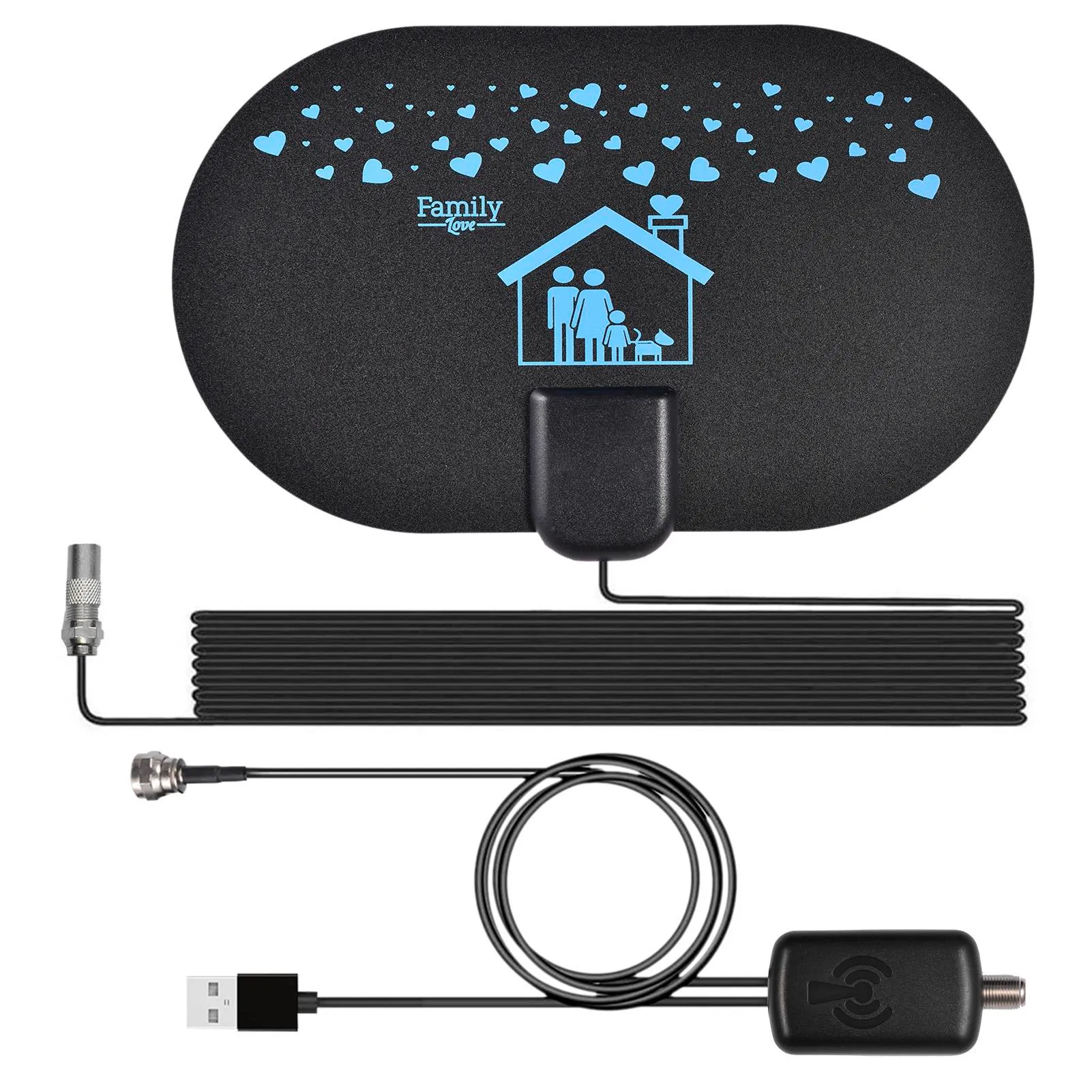 Antenne TV Intérieure, Avec Une Portée De Réception Maximale, Antenne Avec Amplificateur De Signal, Supporte 4K 1080P VHF UHF Et Peut Tre Installée à L'Intérieur