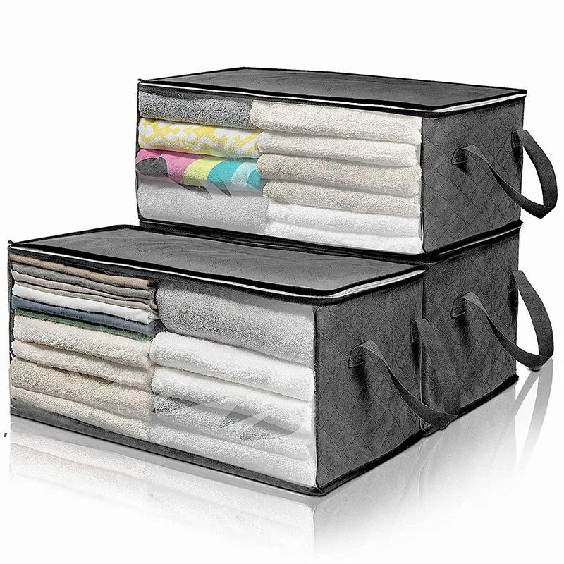 Foldable Comforter Storage Bag Household Non-Woven Clothing Storaged Box Dustproof Quilt Storing Bra Socks Wardrobe Organizer CCB9295