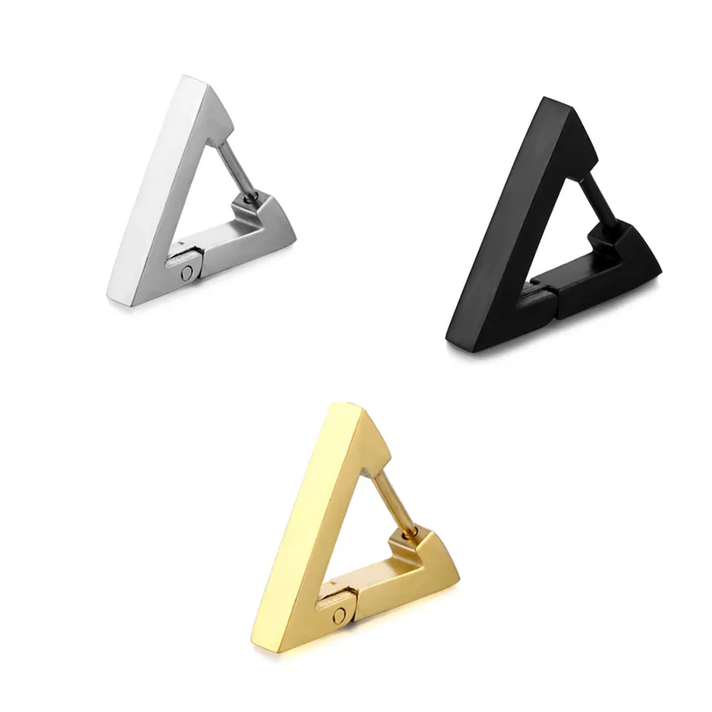 Body Piercing Jewelry Square Triangle Earring Hoops Korean Punk Hiphop Hoop Earrings for Men and Women