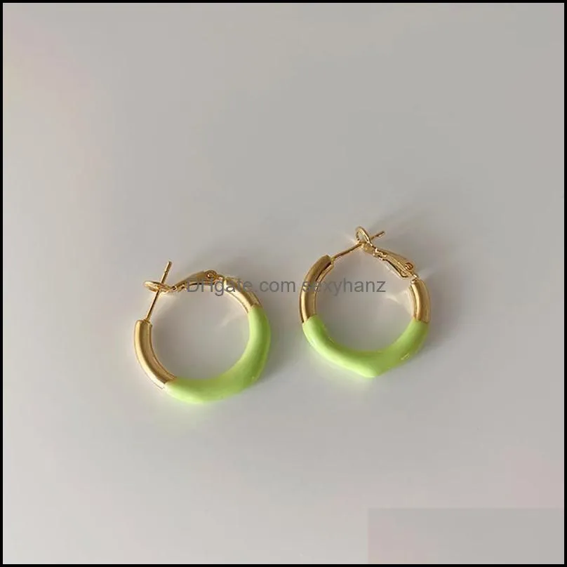 Hoop & Huggie Ghidbk Multi Candy Color Enameled Earrings For Women Girl Summer Ear Cuffs Cute Yellow Green Jewelry Gifts