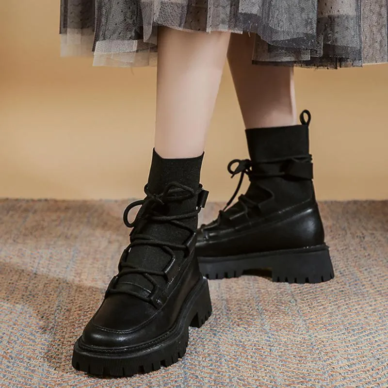 Boots SARAIRIS Black Sock Women Brand Fashion Shoes Ankle Platform Motorcycle Chunky Heels Autumn Ladies Booties