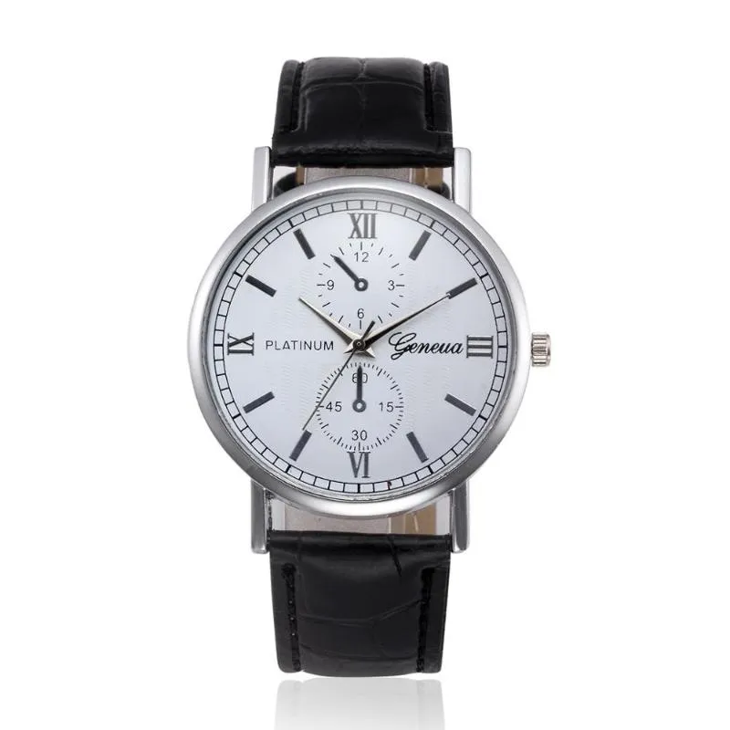 Armbandsur Geneva Romerska Numeraler Fake Eyes Men's Watch Fashion Belt Casual Business Clock Brand Quartz Relogio Masculino