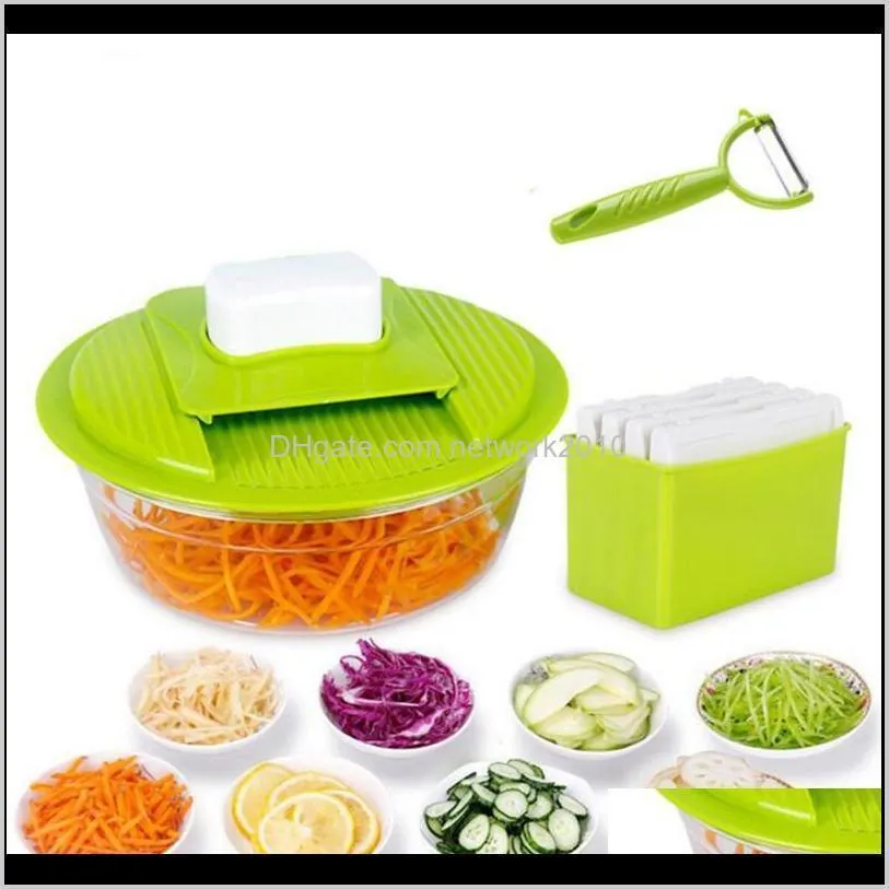 Fruitgereedschap Keuken, eetkar Home Garden Druppel Levering 2021 Groente Multifunctionele Veggie Cutter Shredder Mandoline Slijplicato Aardappelauto