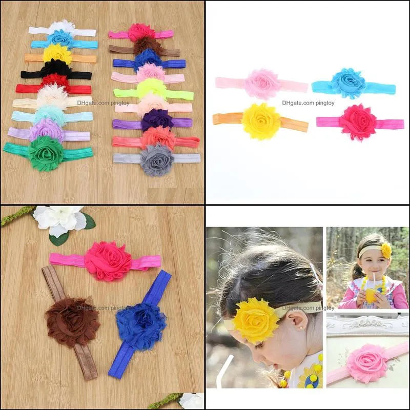 18pcs/lot Cute Kids Girls Solid Color Elastic Band Flower Headband Hair Band Accessories Summer Style