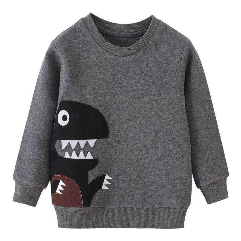 Hoppmätare Långärmad Baby Sweatshirts för höst Våren Djur Broderi Hot Selling Boys Girls Hoodies Tröjor Toppar G1028