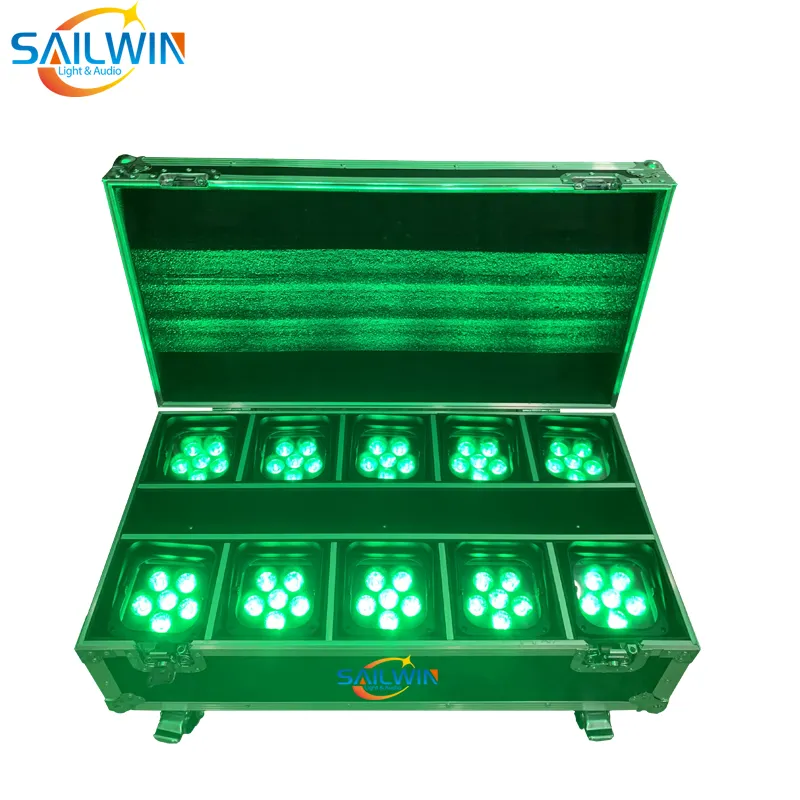 Sailwin EU Stock 6x18W Batteridrivna Wirelsss DJ Smarttelefonstyrning Led Uplight Stage Led Par Lighting för bröllop med 10in1 laddningsflygfodral