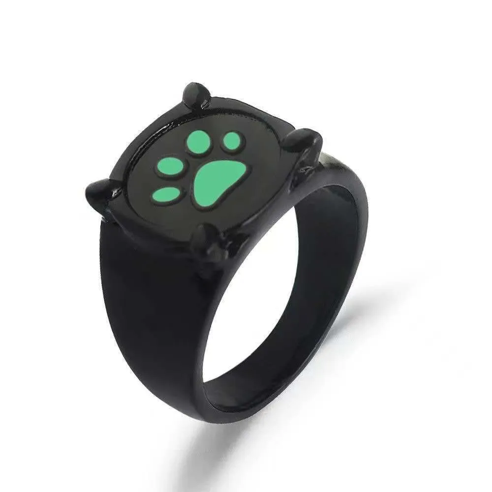 Black Noel Green Creative Cat and Dog Claw Foot Metal Couple Ring 2021 Fashion Gift Jewelry