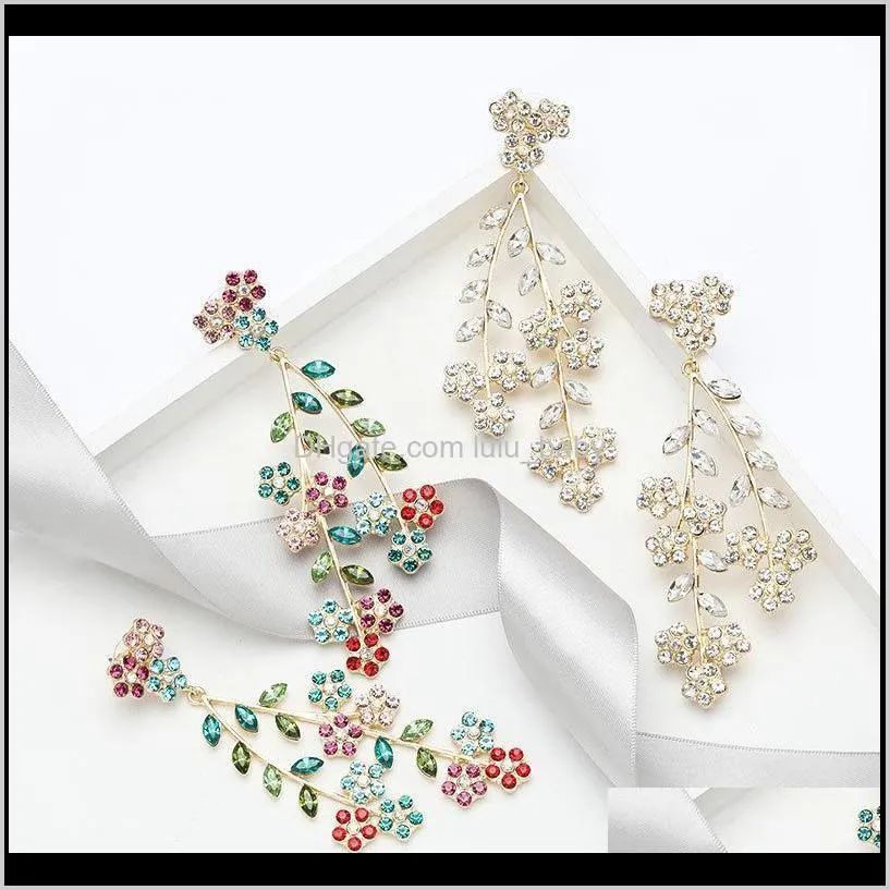 earrings creative alloy branches rhinestone diamond leaves flower earrings female super fairy girl heart earrings