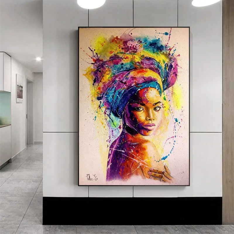 Graffiti Art Canvas Painting Colorful Girl Poster Print Wall Pictures For Living Room Vintage Art Pictures Decoration Art