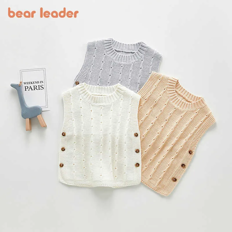 Bear Leader Spring Autumn Girls Boy Knitted Vests Fashion Toddler Baby Casual Waistcoats born Korean Style Sweaters 0-3 Years 210708