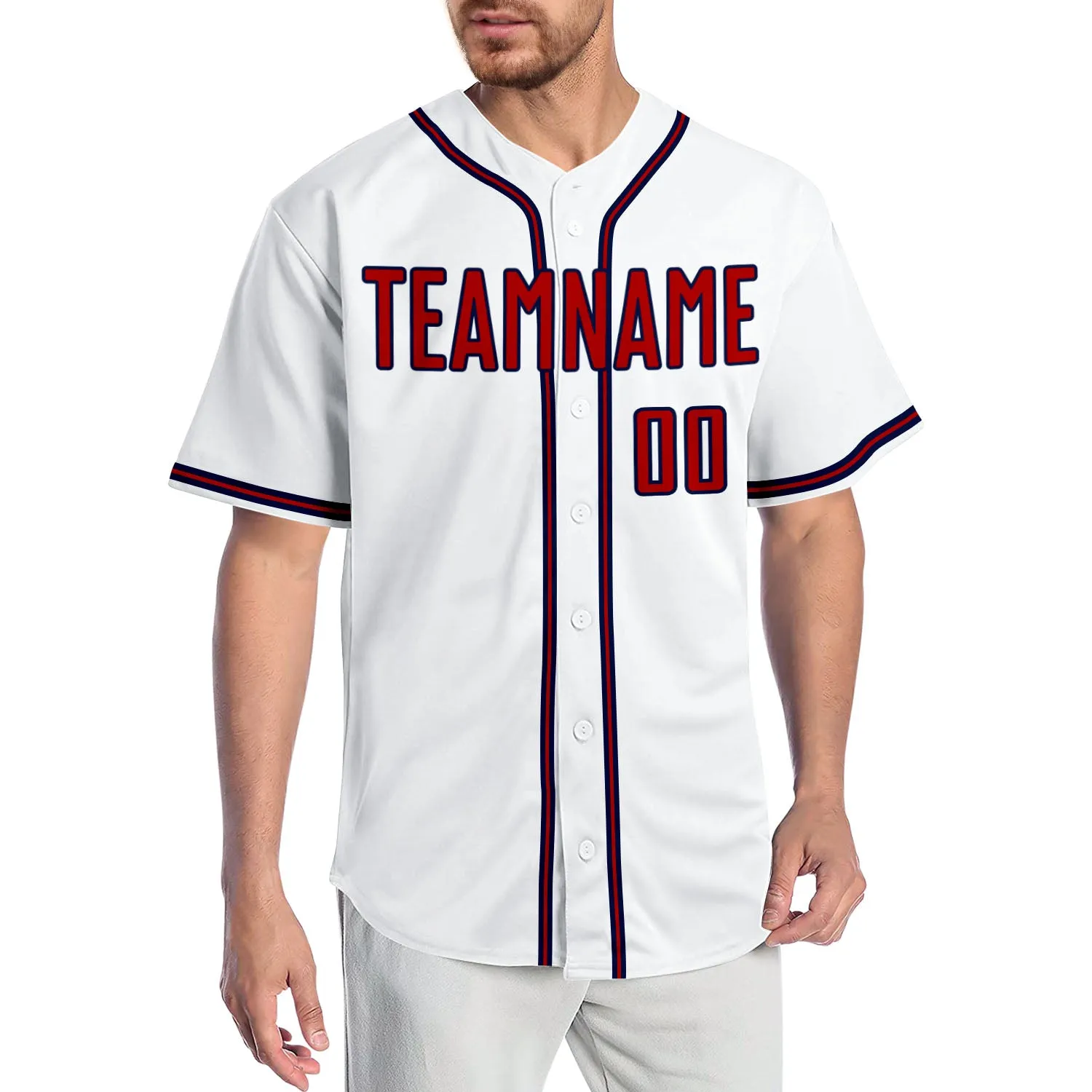 Jersey di baseball autentico bianco rosso bianco