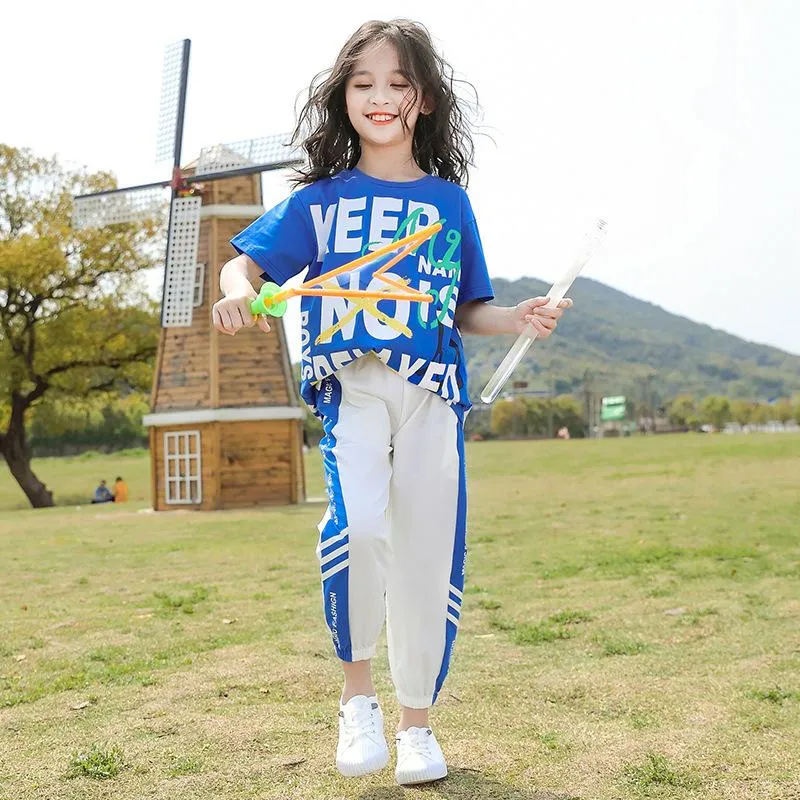 Kids Summer Tracksuit Set - 2-Piece Short Sleeve T-Shirt & Shorts Outfit, Letter Print, For Boys & Girls