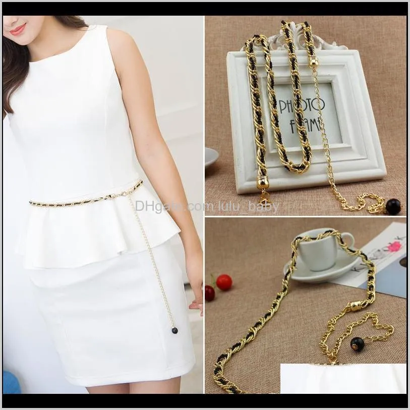 fashion pearl chain belt womens metal slender belt korean-style elegant summer all-match dress chiffon decorative dress