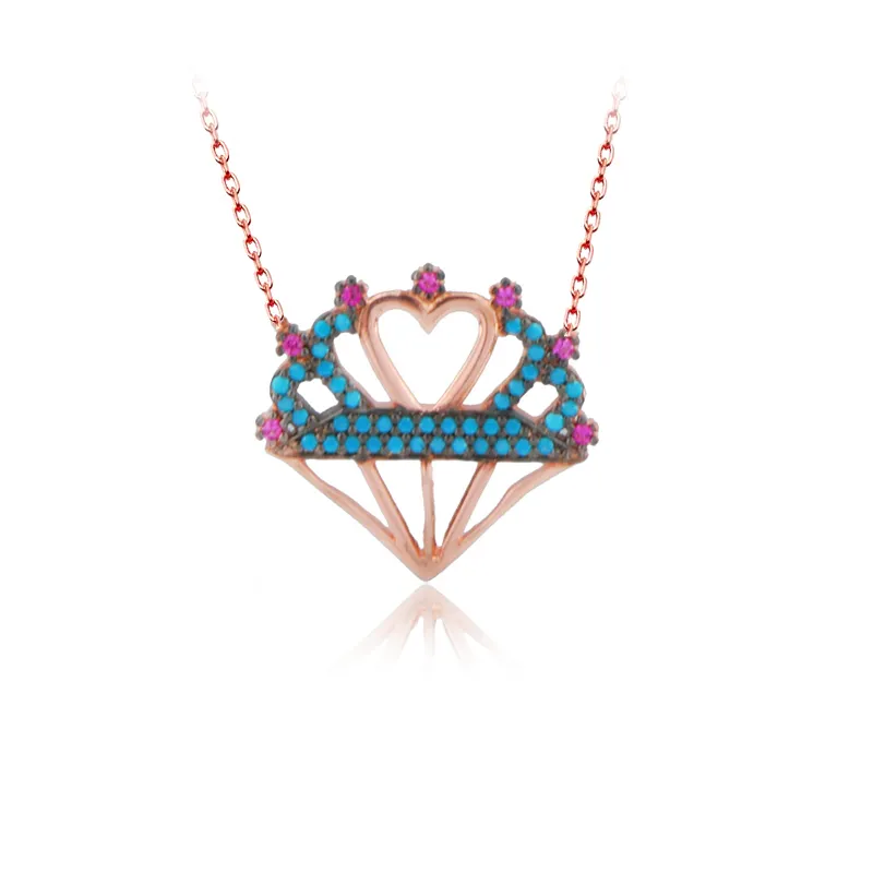 Kärlek Trendig 925 Silver Turkiska Smycken Zircon Fashion Heart Diamond Halsband för Kvinnor Alla hjärtans dag Lyxig designer