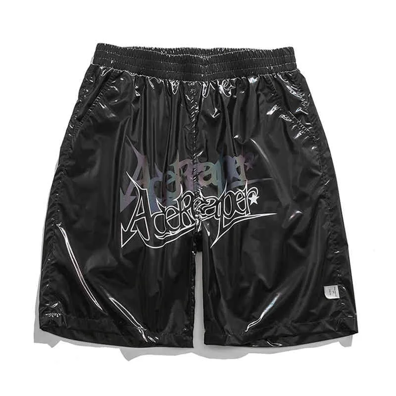 Short short shorts homens verão letra reflexiva impresso calças de praia moda harajuku plus size 5xl calças macho