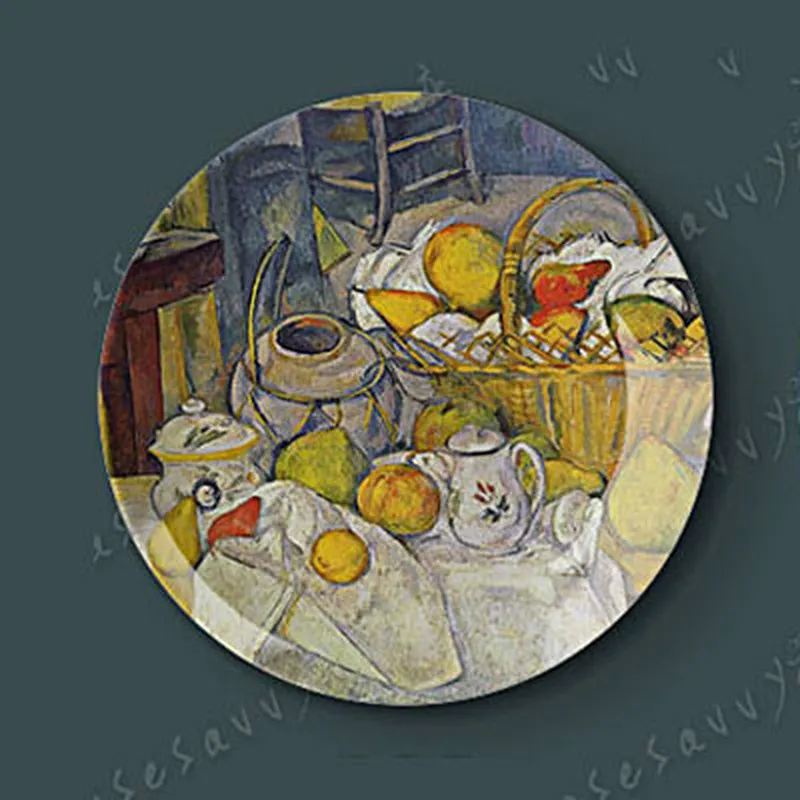 Cezanne Painting Porcelain Decorative Wall Hanging Plate Seat Ceramic Creative Arts Disc Vanity Tray