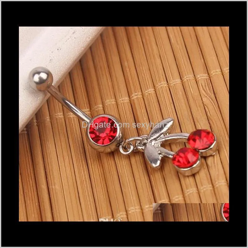 d0094 ( 1 color ) red color styl belly ring belly ring style cherry style rings body piercing jewelry dangle accessories fashion charm