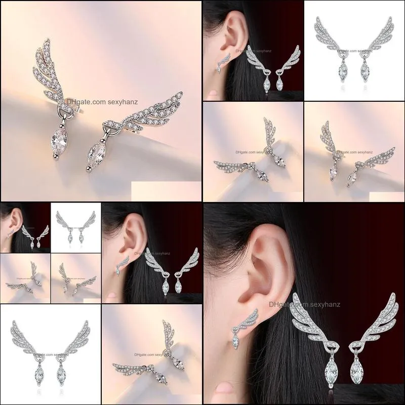 Other Fashionable Horse Eye Angel Wing 925 Sterling Silver Earrings Studs Female Ear Jewelry G26