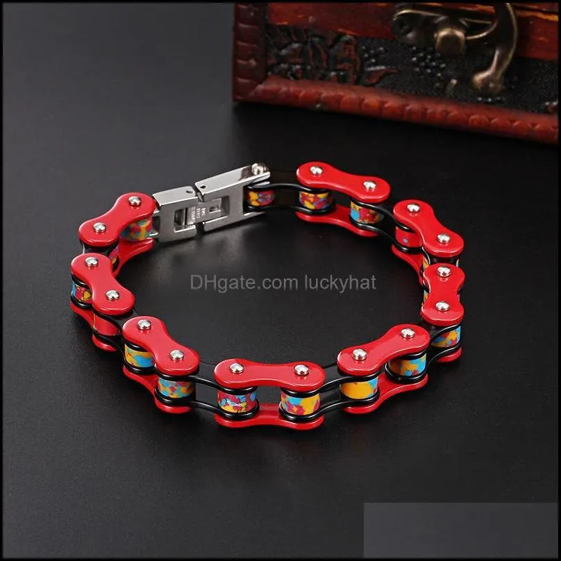 Link, Chain Men `s Domineering Bracelet Color Cast Steel Bicycle Personalized Titanium Jewelry Wholesale Multi - Optional