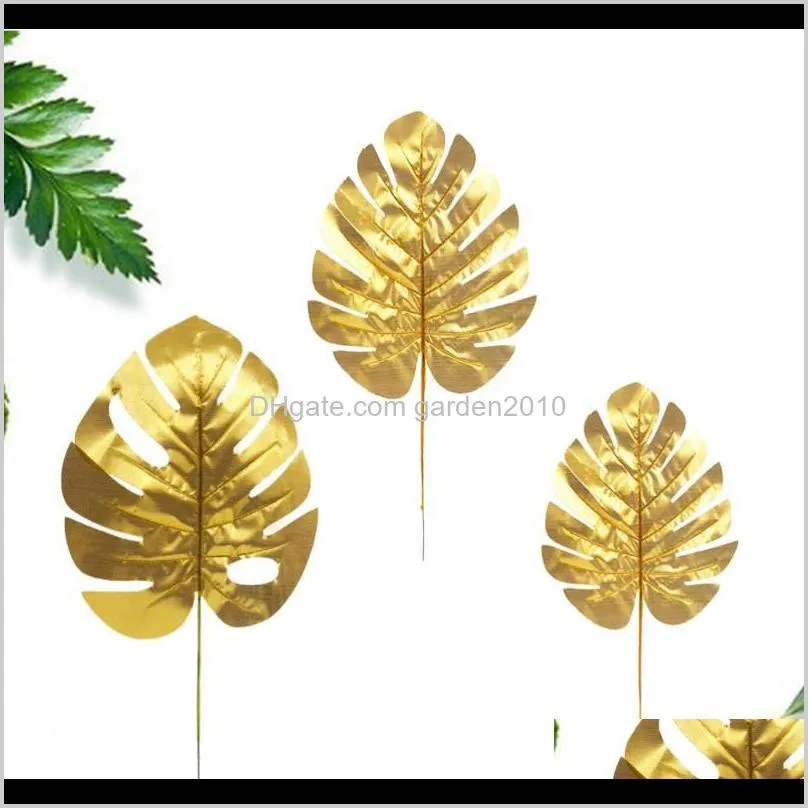 12pcs simulation golden monstera artificial decorative leaves for home wedding party decoration (size + size + size l, 4 for