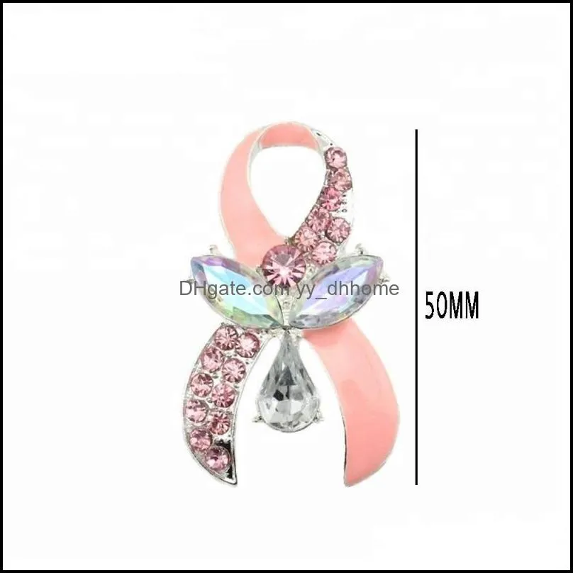 Pins, Brooches Breast Cancer Awareness Pink Ribbon Crystal Angel Pin Brooch