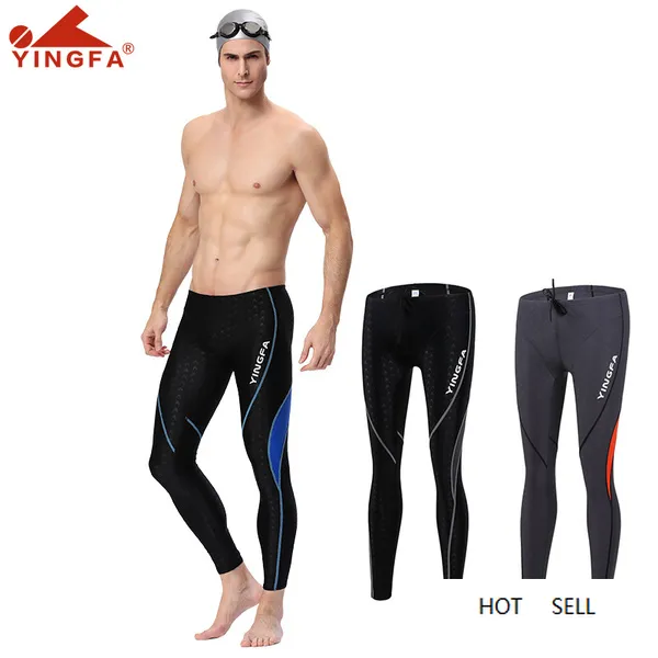 Yingfa Sharkskin Racing Training Swimwear Full Leg Swim Pants Tights chlorine resistant training mens long swimming trunks