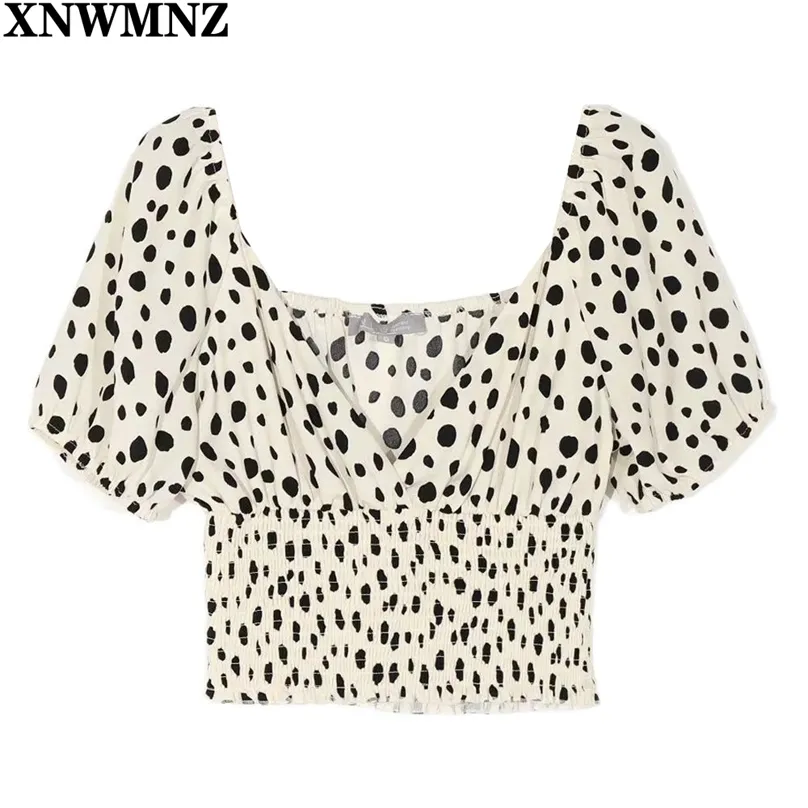 Mode retro vit leopardtryck blusas mujer de moda kvinnor v nacke blus vintage skjorta kvinnor hajuku topp 210520