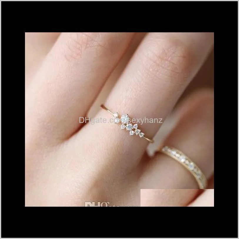 Band Kvinnor Bröllop 18K guldpläterad Micro Set Auger Crystal Rhinestone Finger Ringar Alloy Engagement Ring Smycken Uttalande Gåvor Storlek F0ard