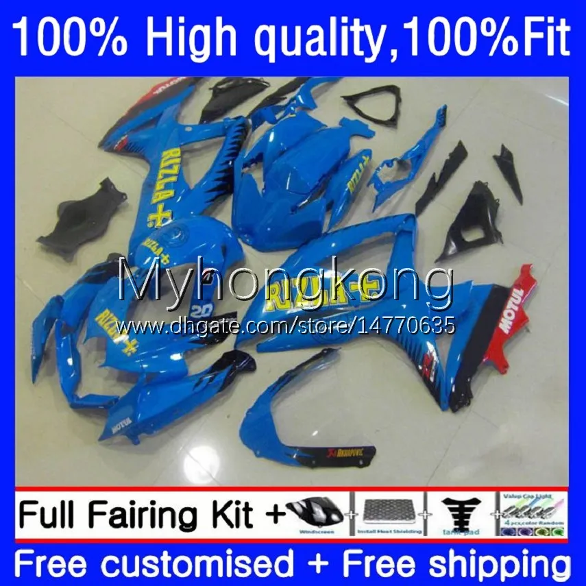 鈴木GSXR750 Rizla Blue GSXR600 750CC 2008年2009年750CC 2008 2009年750CC 2008 GSXR600 GSXR 750 600 CC 08-10 GSXR-600 600CC K8 GSXR-750 08 09 10 OEMフェアリングキット