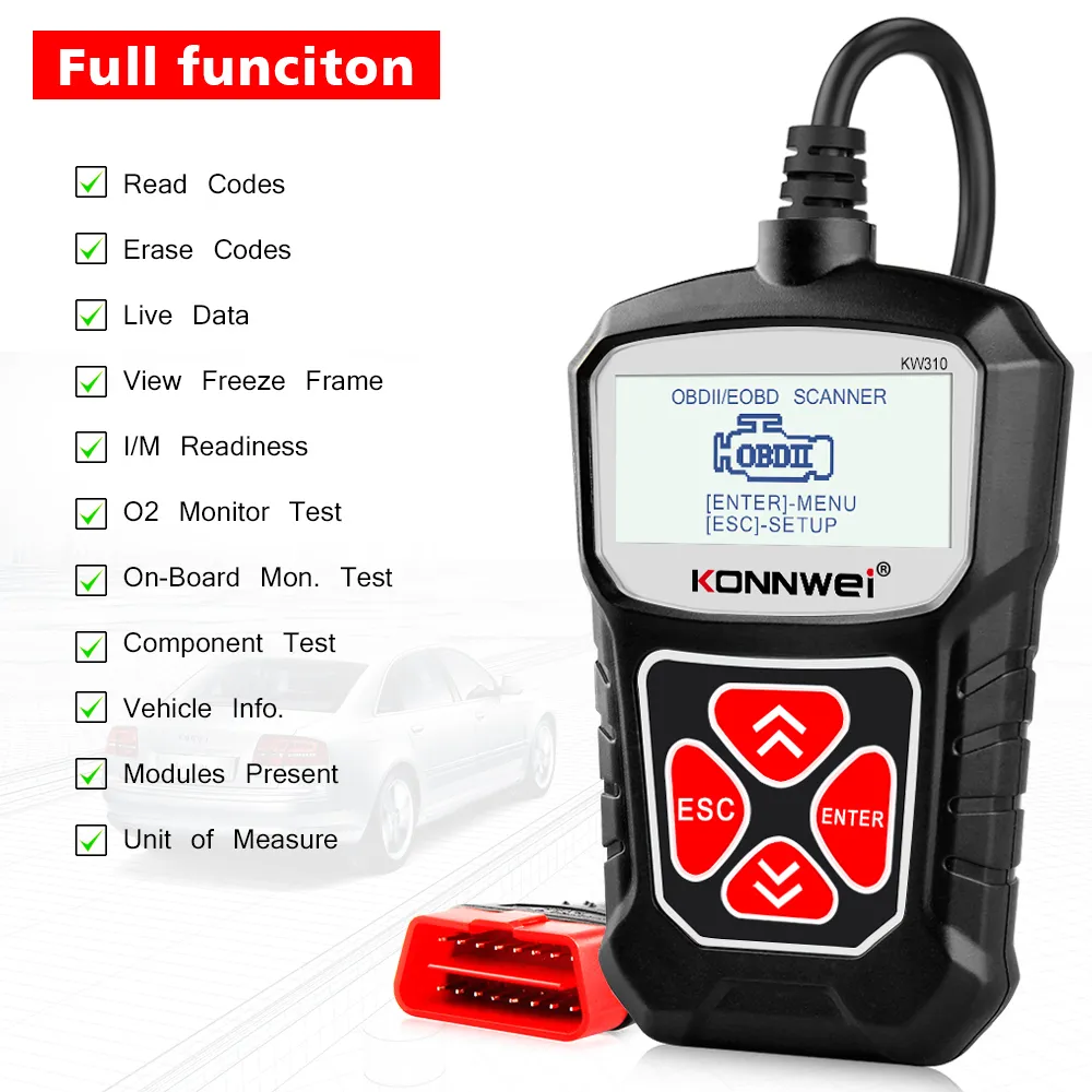 Auto OBDの新しいOBD2スキャナー2カースキャナー診断ツールKonnwei KW310 Automotive Scanner Car Tools Russian Language PK ELM327