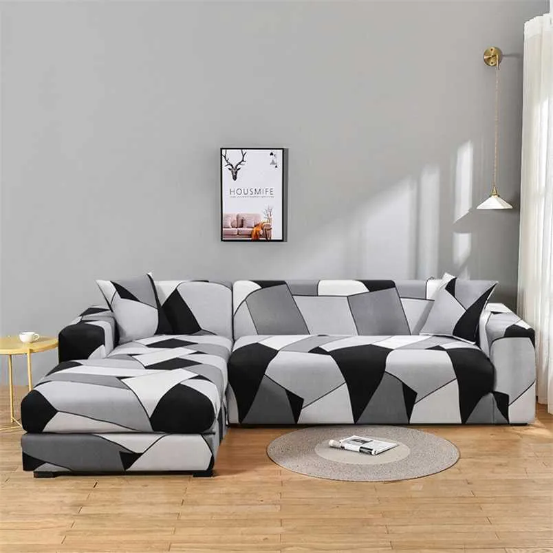 Elastyczna sofa Pokrywy do salonu L kształt sofa Potrzebuje Kupić 2 sztuki Sofa Cover Stretch Corner Lean Cover Slipcovers 1/2/3/4 SEAT 211102