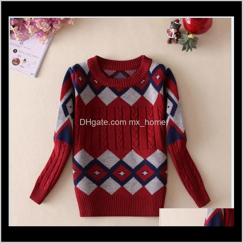 retail 2018 new boys fall winter sweaters children geometric patterns plaid sweatshirts kids keep warm pullover boy sweater 100-140cm