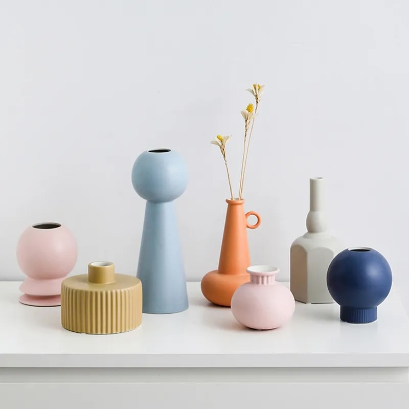 Morandi Vases Керамическая Цветочная Ваза Корзина Настольные Растения Дома Украшения Бонсай Декор Цветочные Расположение Контейнер Домашний Декор AA 210409