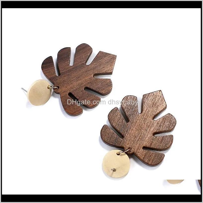 vinatge ethnic lefe shape pendant earrings for women vintage african wooden drop dangle earring statement party jewelry
