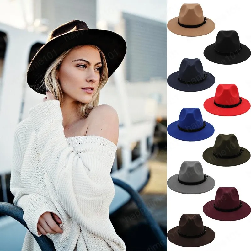 Chapeaux de Jazz élégants pour femmes, vente en gros, à large bord