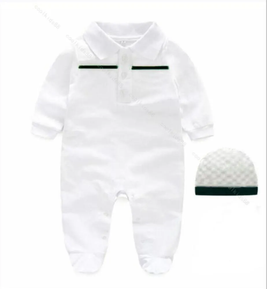 Moda recién nacido Nuevo bebé mansiones de ropa de algodón niño niño bebé niño mamelucos y sombrero 0-12 meses