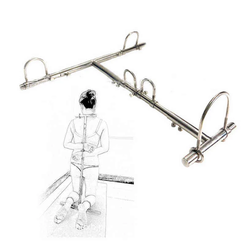 Bondages Acero inoxidable BDSM Bondage Arrodillado Tortura Restricciones Esposas Tobillo Puños Collar Dispositivo Conjunto Juguetes sexuales para parejas Esclavo 1122