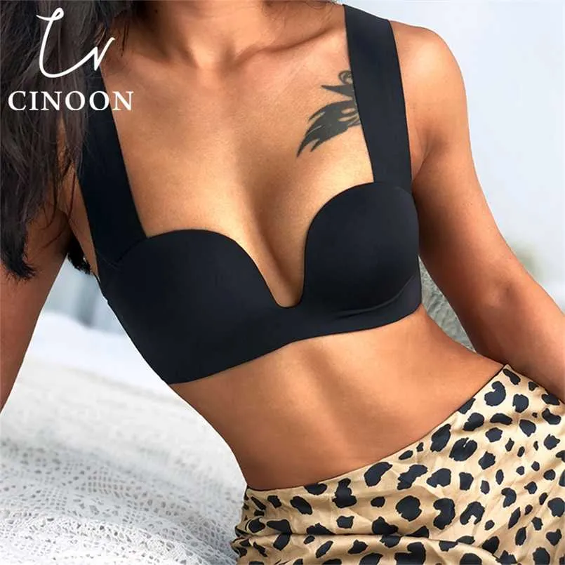 Cinoon Women's Tube Top Push Up Bra Sexig Underkläder Bras för Kvinnor Seamless Wire Free Underkläder Kvinnor 5 färger Intimates Bralette 211110