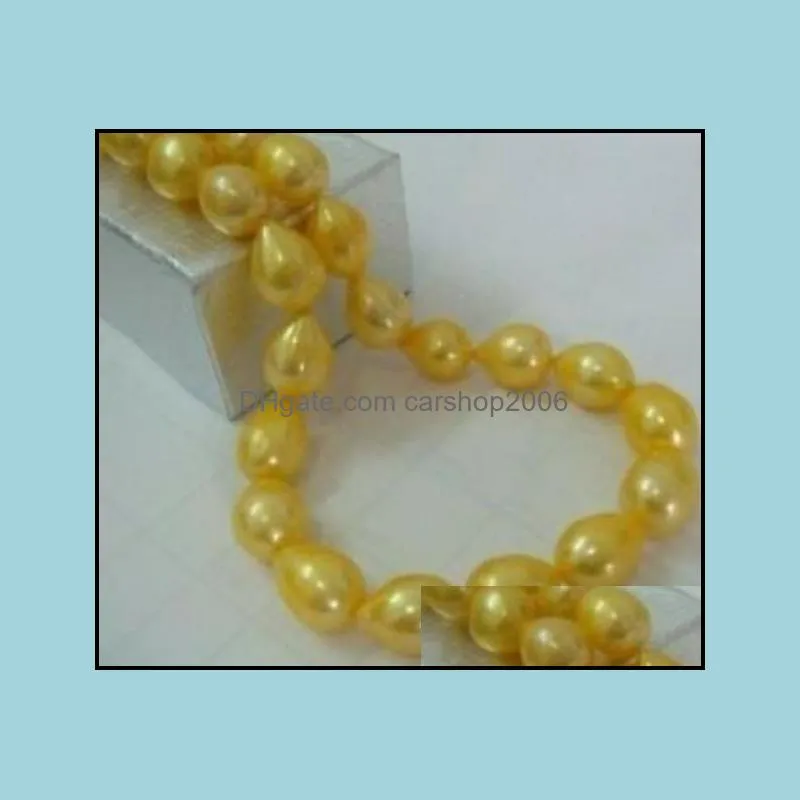11-13mm Natural South Sea Golden Pearl Necklace 18 Inch 14k Gold Accessories
