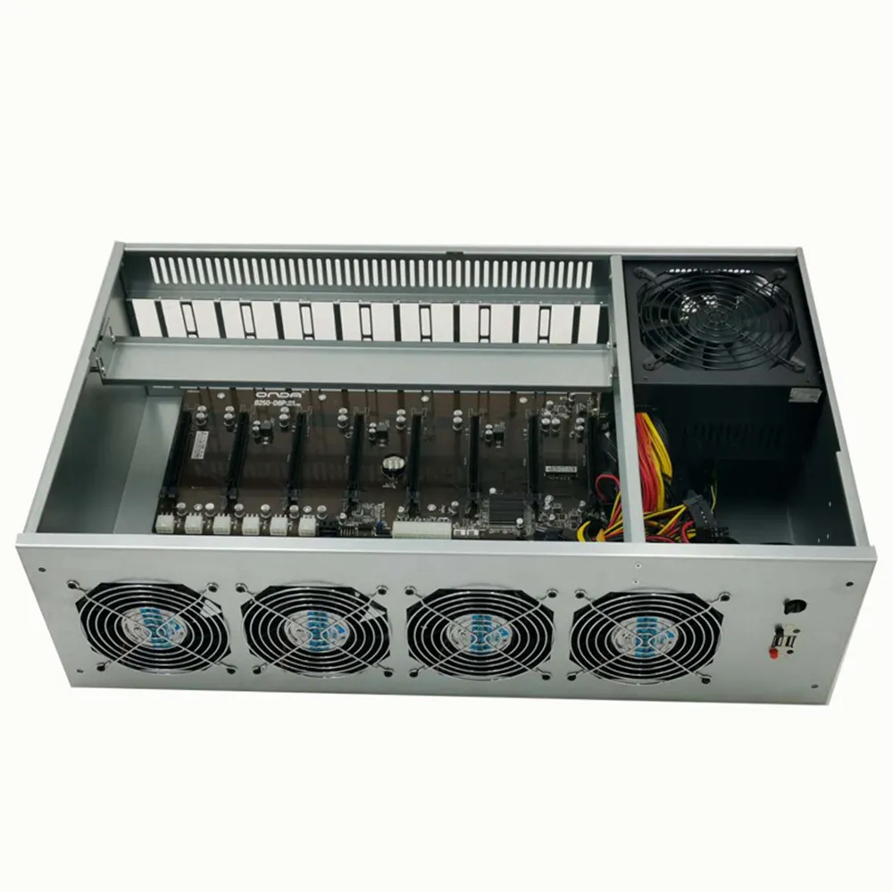 8 gpu mining case B85 cases minings graphics card box SSD Cooling fans with Power Supply 6/8 GPU-mining frame