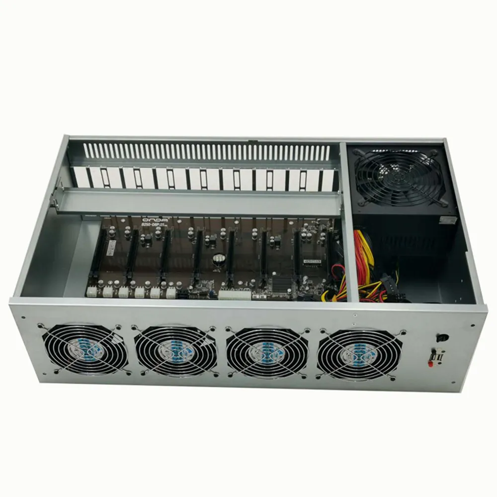 8 GPU Caso de mineração B85 Casos Miniões Caixa de placa de gráficos Caixa de refrigeração SSD com fonte de alimentação 6/8 GPU-Mining Frame