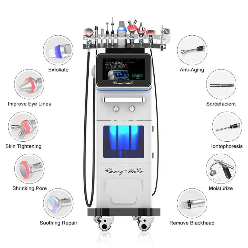 Multi-Functional Beauty Equipment 10 in 1 hydro microdermabrasion machine hydras facial water dermabrasion skin deep cleansing ultrasound rf oxygen jet