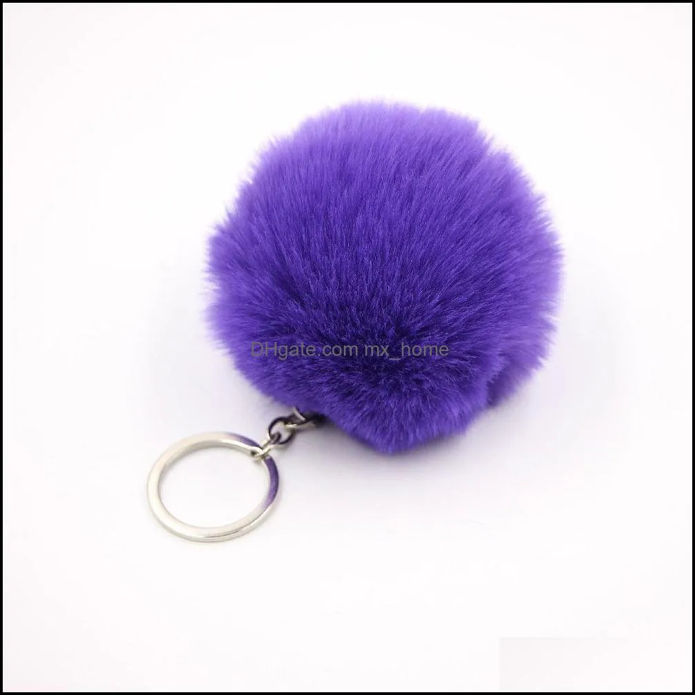 Jewelry 40 Colors 8cm Rabbit Fur Ball Keychains PomPom Plush Car Keychain Handbag Key Ring Pendant Z5118