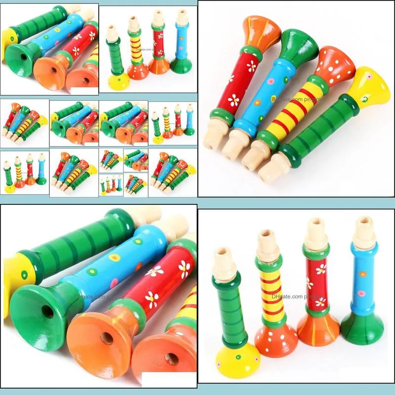 Toy Musical Instrument Multi-Color Baby kids Wooden Horn Hooter Trumpet Instruments Music Toys Learning & Education