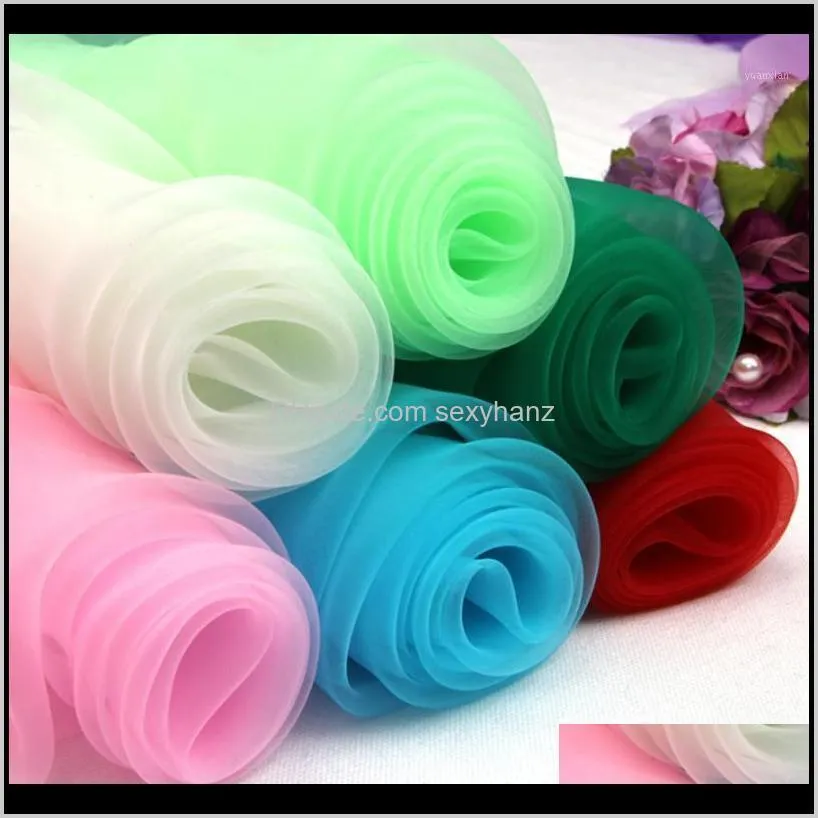 Clothing Apparel Drop Delivery 2021 140300Cm Organza Fabric For Diy Cloth Wedding Tutu Dress Or Decorate Curtain Background 15 Colors Availab