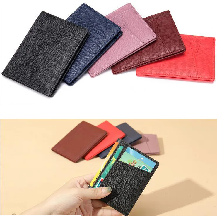 Großhandel mit echten Lederkartenhalter Brieftaschen Multi-Positionen einfache Männer Frauen Leder ID-Karten Halter kleiner Geldbeutel 8105